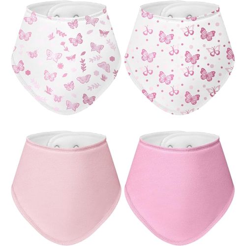 4 Pcs Baby Bandana Bib Cute Baby Nursery Decor Cotton Newborn Infant Feeding Drool Bib for Drooling and Teething Girl Boy