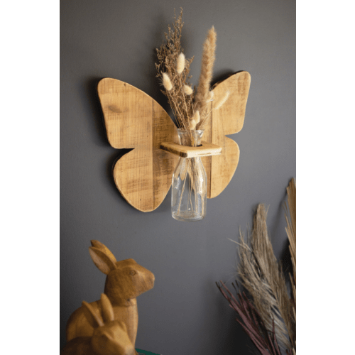 Recycled Wooden Butterfly Wall Hanging with Bud Vase