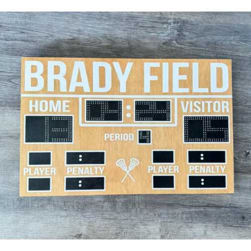 24 x 14" Lacrosse Scoreboard | Personalized Sports-Themed Room & Nursery Decor | Hanging Wood Sports Artwork