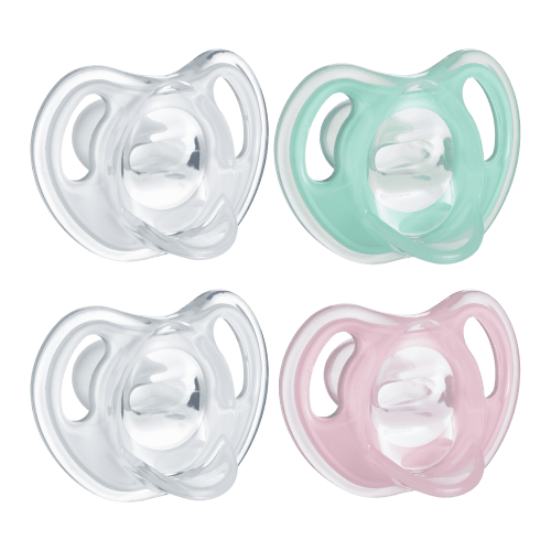 Tommee Tippee Ultra-Light Silicone Pacifier, Symmetrical One-Piece Design, BPA-Free Silicone Binkies, 0-6m, 4-Count