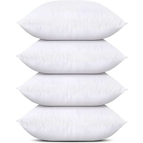Utopia Bedding Throw Pillows (Set of 4, White), 18 x 18 Inches Pillows for Sofa, Bed and Couch Decorative Stuffer Pillows
