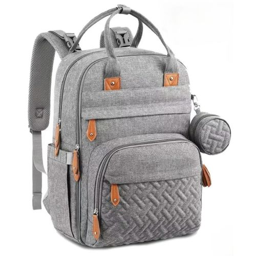 Eilds Diaper Bag Backpack  Waterproof Baby Bag for Mom and Dad with Bottle Holders, Stroller Straps, and Storage Pockets (Gray)