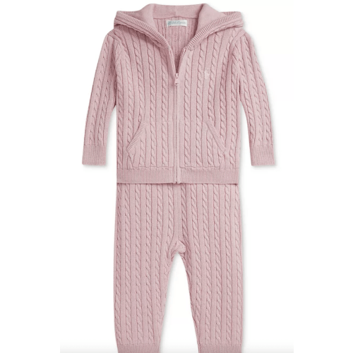 Baby Girls 2-Pc. Mini Cable-Knit Hoodie & Pant Set (12 Months)