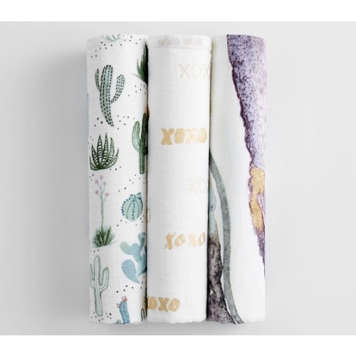 Pottery Barn Kids Watercolor Muslin Swaddle Set