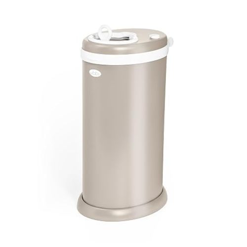Ubbi Stainless Steel Diaper Pail, No Special Bags, Odor-Locking, Taupe