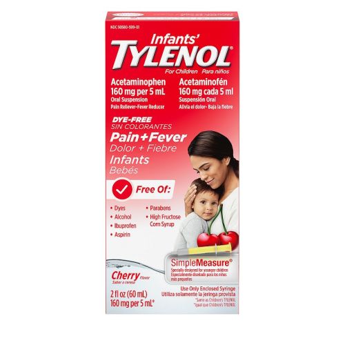 Infants’ Tylenol Oral Suspension, Dye-Free, Cherry, 2 Fl. Oz