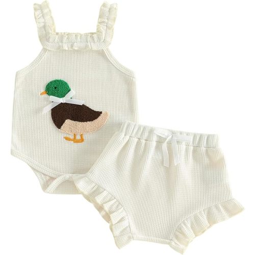 Baby Girl Clothes Infant Sleeveless Romper Bodysuit + Ruffle Bloomers Shorts+Headband Newborn Summer Outfits Set