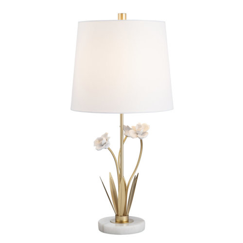 Gold Metal Table Lamp With White Marble Base With Shade | Wayfair