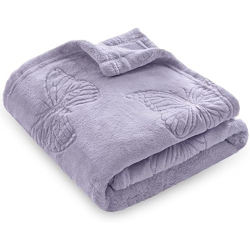 BORITAR Baby Blanket with Butterfly Design for Girls Ultra Soft Fleece Warm and Lightweight Blankets for Infant Toddler Newborn, 30x40 Inch, Purple