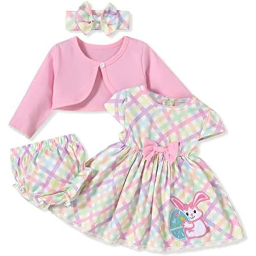Baby Girl Easter Dress Infant 4pcs Bunny Cardigan Sets