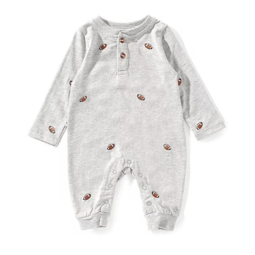 Baby Boys Schiffli Embroidered Football Romper