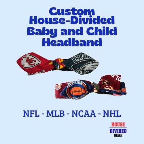 Custom House Divided Bow Headband - Baby and Child  - ncaa/nfl/mlb/nhl