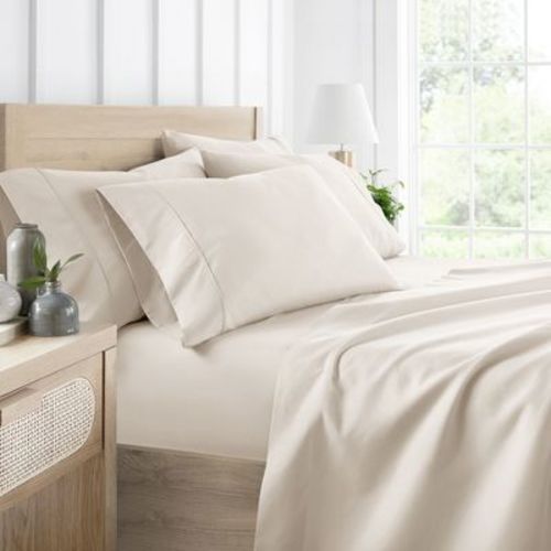Solid 6 Piece Sheet Set - Ultra Soft, Deep Pocket - Becky Cameron (Extra Pillow Cases!), Ivory, Queen