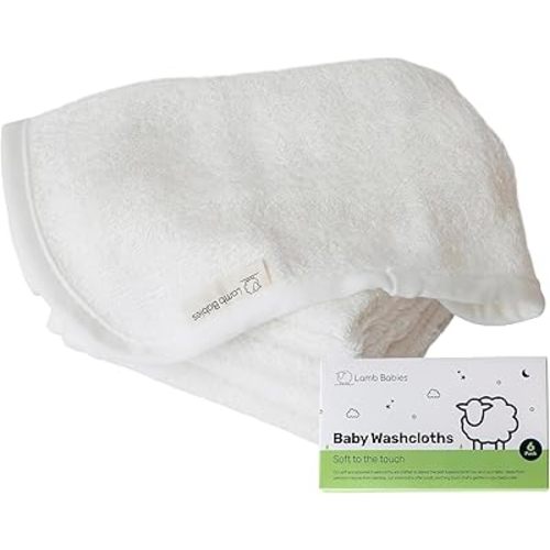 Bamboo Baby Washcloths for Newborns, Soft and Absorbent Baby Wash Cloths Made with Bamboo Viscose, Gentle Infant Bath Cloths for Face, Hands and Body, Durable, Lightweight and Easy-to-Wash, White