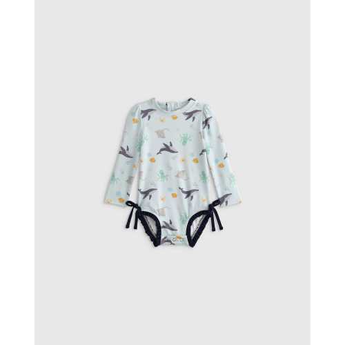 Long Sleeve Tie One-Piece Swimsuit - Baby in Under the Sea