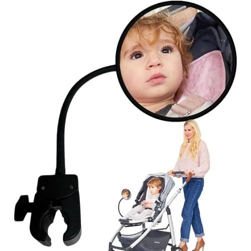 Pramglam Original Stroller Mirror- See Baby's Face on Walks. Rear View Mirror for Prams and Strollers. Easy Connection. Universal Stroller Accessory for Safety and Connection.