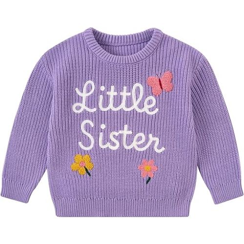 UNICOMIDEA Big Sister Sweater Baby Girl Knit Little Sister Sweatshirt Crewneck Winter Fall Clothes for 9M-4Y