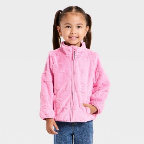 Toddler Girls' Rainbow Cozy Fleece Jacket - Cat & Jack™ Pink 12M