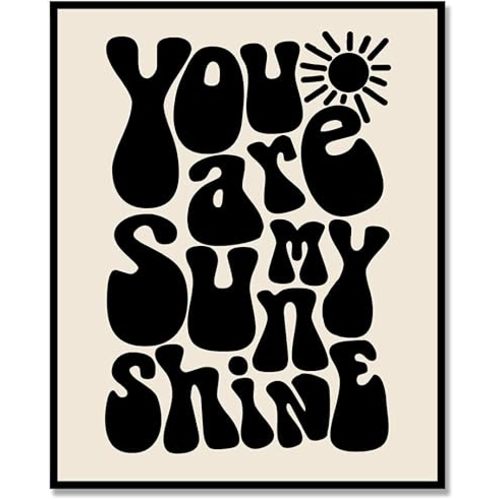 WCDHOR You Are My Sunshine Wall Art, Baby Room Decor, Sun Nursery Art, Cute Baby Wall Art, Newborn Baby Gift, Black and White, Unframed (11x14 INCH)