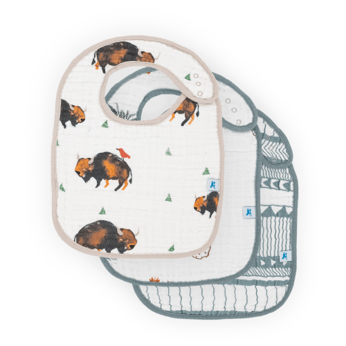 Cotton Muslin Classic Bib 3 pack - Bison