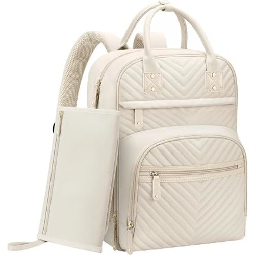 Tenot Diaper Bag Backpack for Women with Changing Pad Beige