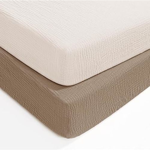 lulumoon Muslin Crib Sheets for Baby: Fitted for Standard Crib Mattress