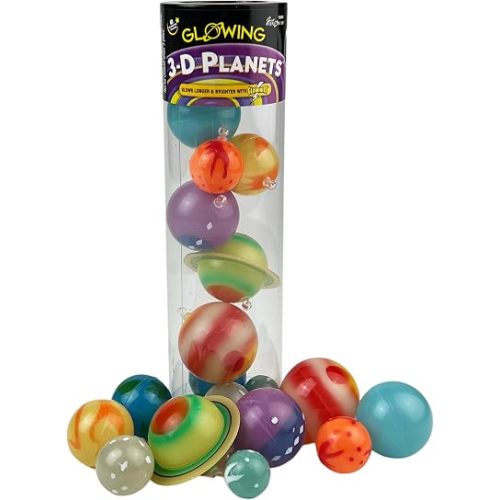 Glow in the Dark 3D Planets Tube, Solar System Décor Kit, Ages 5+