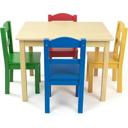 Humble Crew Toddler Table and Chair Set for Kids, Wood Activity Furniture
