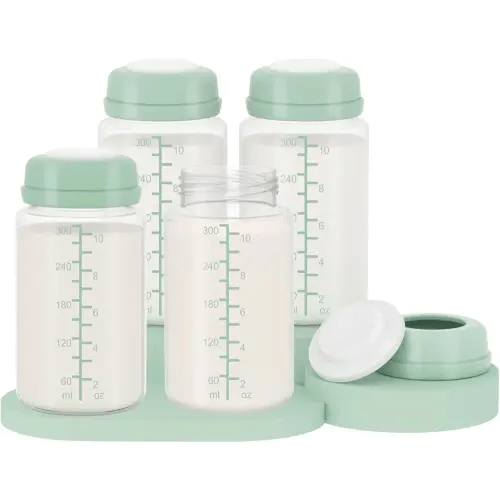 4pc 10oz Breastmilk Storage Bottle Compatible with SpectraS1 S2 9 Plus SG/Motif Luna/Others Wide-Mouth Flange, Breast Milk Container for Momcozy 22oz Portable Cooler, Pumping/Storage/Portable Bottle