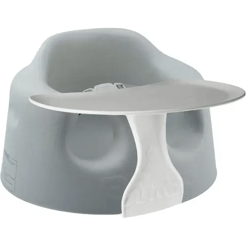 Bumbo Baby Floor Seat, Portable Infant Sit Up Activity & Eating Chair with Tray Accessory, Cool Grey - Feeding and Sitting Lounger for Babies and Infants Ages 3 to 12 Months