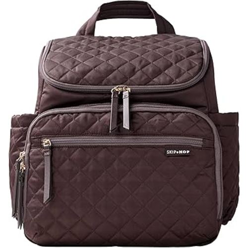 Skip Hop Diaper Bag Backpack: Forma, Multi-Function Baby Travel Bag with Changing Pad & Stroller Attachment, Chocolate