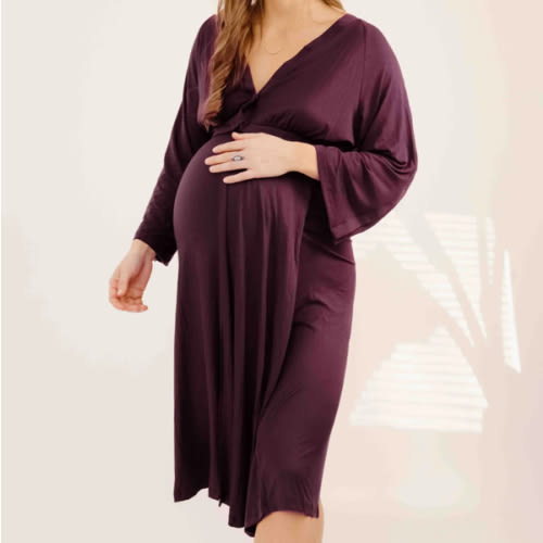 Amelia Labor & Postpartum Gown in Plum – Lila