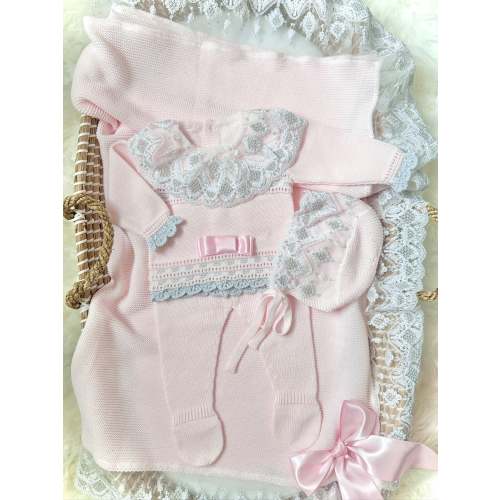 Diana Knitted Set in Pink and Silver – TheBabyHood