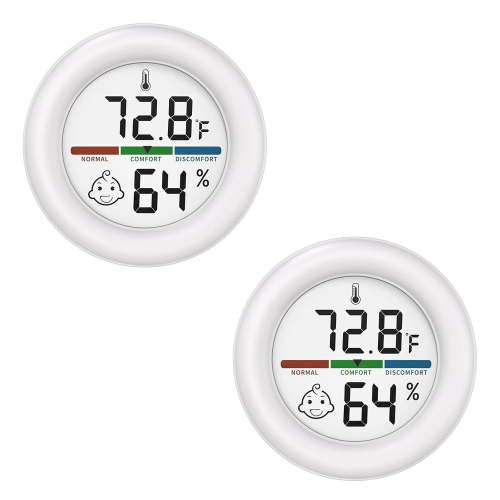 2 Pcs LCD Digital Hygrometer Thermometer, Thermometer Room Temperature, Indoor Hygrometer Thermometer with Temperature Humidity Monitor for Bedroom, Baby Room, Warehouse, Cellar, car, Office