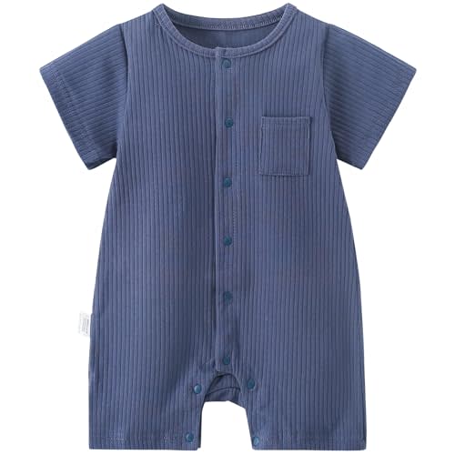 AIWUHE Unisex Baby Cotton Romper Boys Short Sleeve One-Piece Jumpsuit Girls Snap-up Bodysuits Summer Clothes Outfits 3-18M