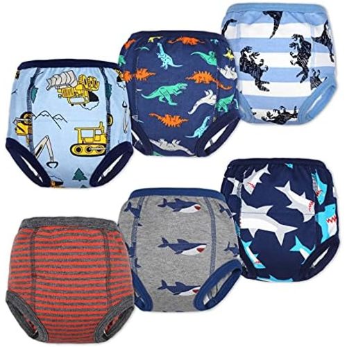 MooMoo Baby 6 Packs Potty Training Underwear Absorbent Vehicle Training Pants for Toddler Boys Pee Pants 2T-9T
