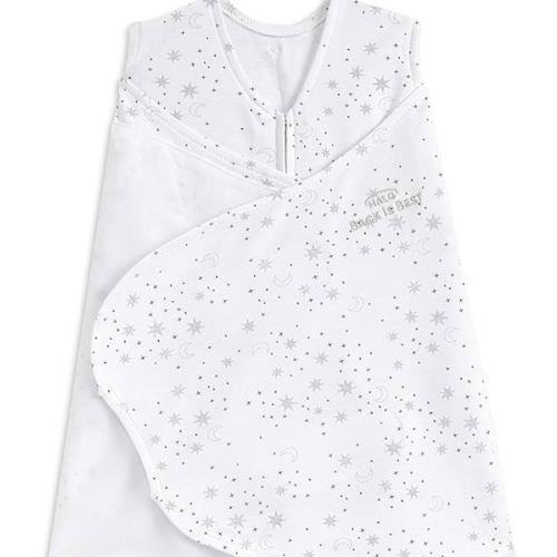 HALO 100% Cotton Sleepsack Swaddle, 3-Way Adjustable Wearable Blanket, TOG 1.5, Midnight Moons Grey, Newborn, 0-3 Months