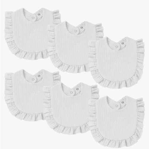 Oiomniv Muslin Baby Bibs, 6-Pack Bandana Drool Bibs Soft Cotton Adjustable Unisex Newborn, Toddler for Drooling Teething