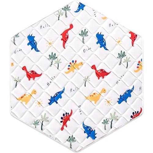 Premium Foam Baby Hexagon Mat 52" X 45", Thick One-Piece Crawling Mat, Odorless BabyMat Floor Mat, Non-Slip Cushioned Baby Playmat for Infants,Babies,Toddlers. Machine Washable for Easy Care.