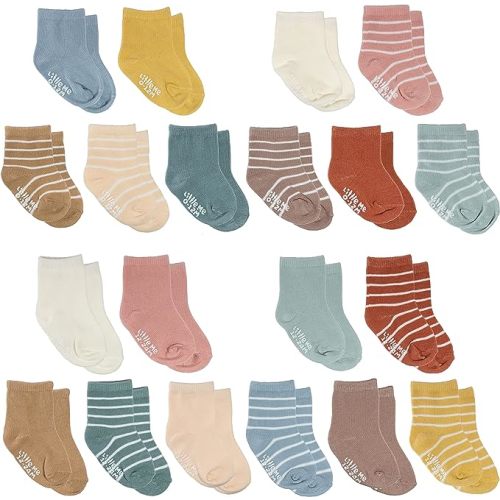 Little Me 20-Pack Newborn Baby Infant & Toddler Unisex Socks, For Baby Girl or Boy, 0-12 & 12-24 Months, Assorted Size Pack - Muted