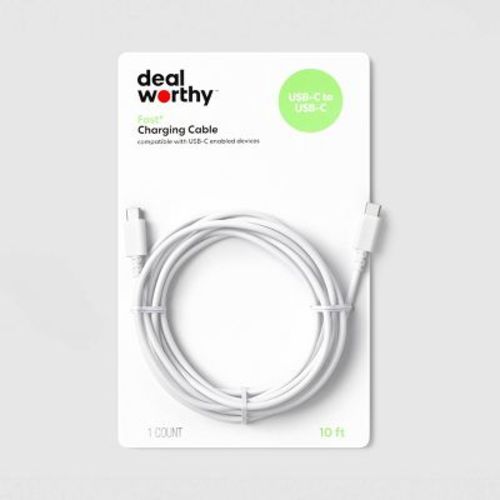 10ft USB-C to USB-C Cable - dealworthy™ White