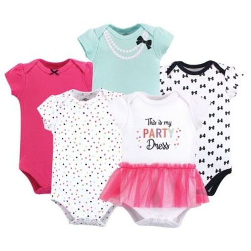 Little Treasure Baby Girls Cotton Bodysuits 5pk, Party Dress, 18-24 Months