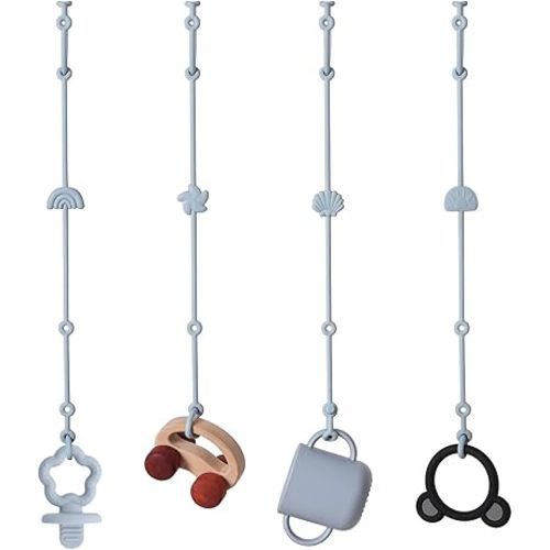 Andy Bear Toy Straps for Kids Toy Safety Straps Silicone High Chair Toys Straps Toddler Bottle Straps for Strollers, High Chair, Car Seat, Stroller Accessories-Dusty Blue