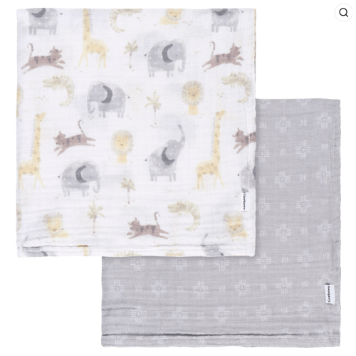 2-Pack Baby Neutral Animal Geo Muslin Blankets – Gerber Childrenswear