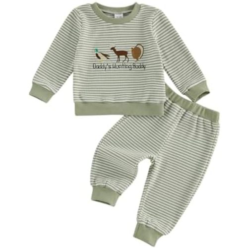 Toddler Boy Duck Outfits Letter Truck Print Long Sleeve Sweatshirt Pullover + Long Pants Set Hunting Clothes
