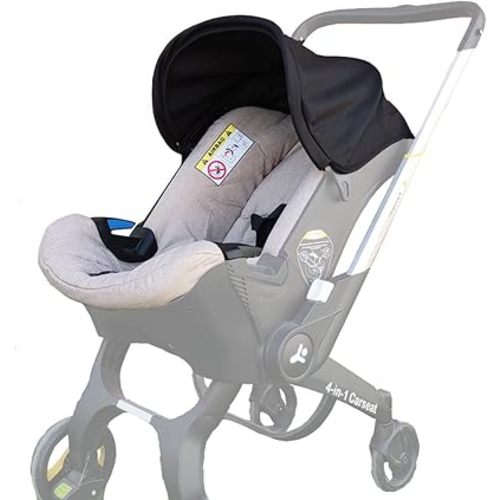 Replacement Canopy & Seat Cushion Set Compatible with Doona+ Car Seat Stroller - Sunshade Cover & Textile Fabric Accessories - Breathable, Machine Washable (Black&Beige)