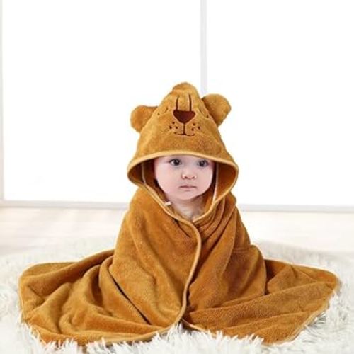Hooded Baby Towel - Premium Soft Bath Towel for Baby, Newborn,Infant - Ultra Absorbent,Natural Baby Stuff Towel, Soft Coral Velvet Coral Fleece Bath Towel for Boys and Girls（Lion King）