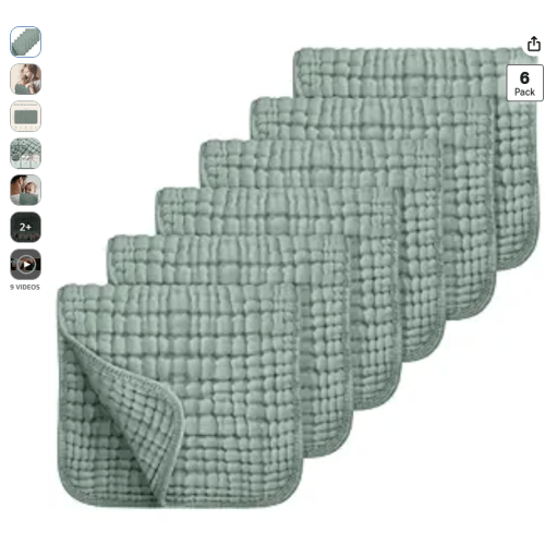 Looxii Muslin Burp Cloths 6 Pack