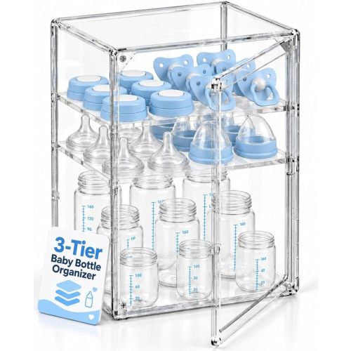 Baby Bottle Organizer for Countertop, Clear Acrylic 3-Tier Storage Box