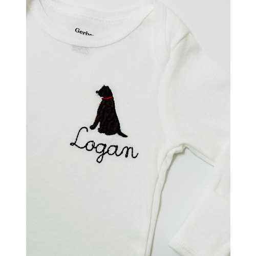 Personalized Embroidered Chocolate Lab baby bodysuit, Labrador Retriever ONESIES® brand baby bodysuit, personalized yellow lab dog bodysuit